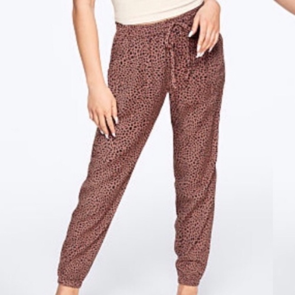 Victoria Secret Pink Easy Lightweight Joggers Leopard Pants Size L Large